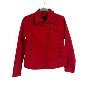 Liverpool Red Denim Moto Jacket Size S‎ NWOT